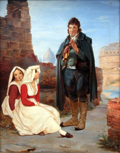 Pifferaro and Girl in Rome by Carl Blechen